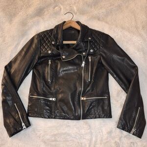 All Saints Black Leather Jacket Like New Black